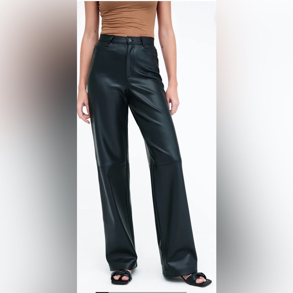 Marcella Women's Julien Black‎ Vegan Leather Wide Leg Pants Size XL NEW